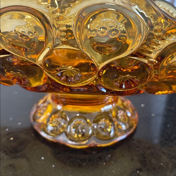 Amber Glass Compote Bowl - Picture 2 of 4